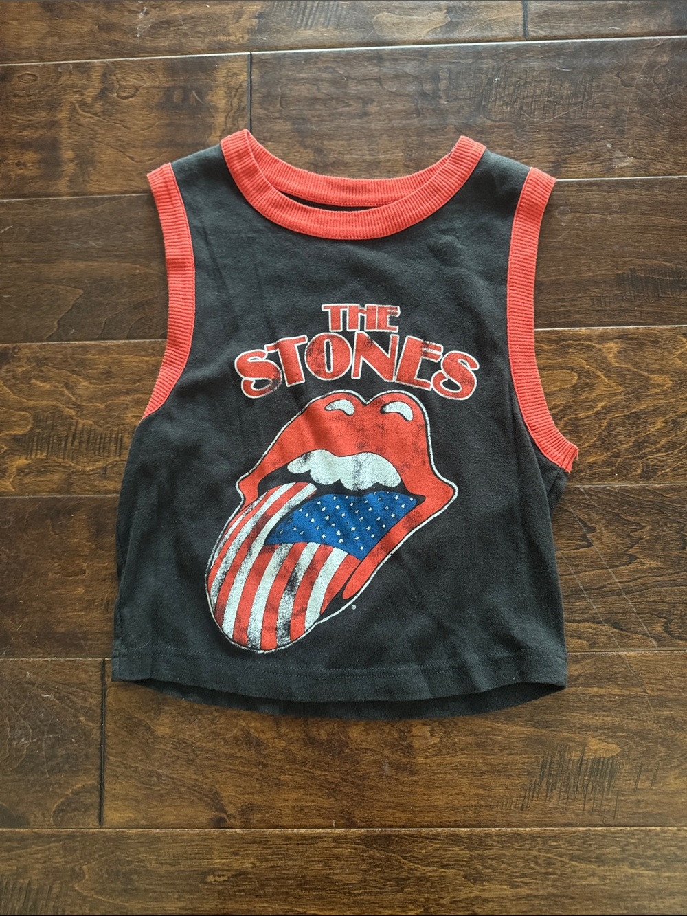 Black  and Red Graphic Tank Top featuring 'The Stones'